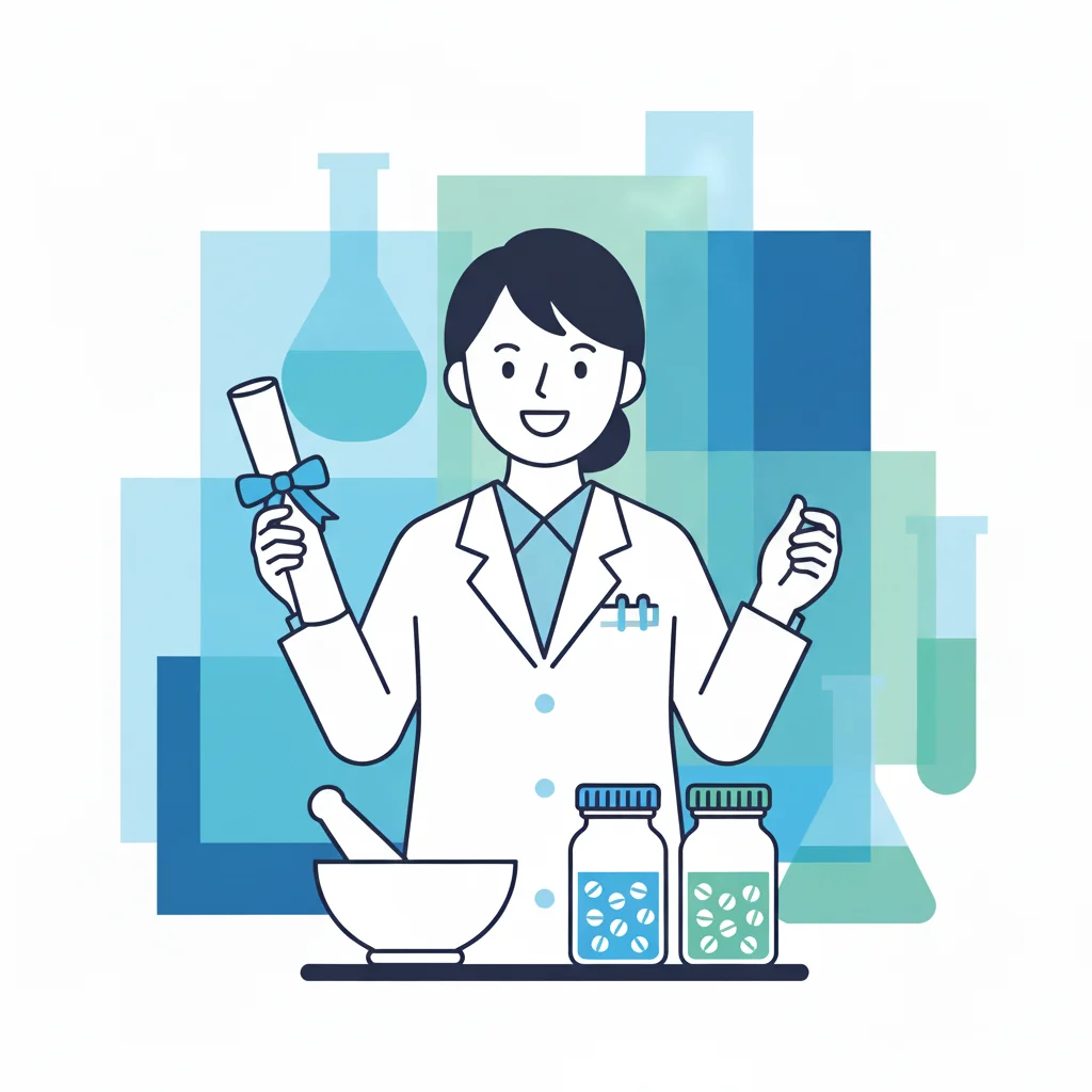 薬剤師国家試験合格を目指す学生のイラスト