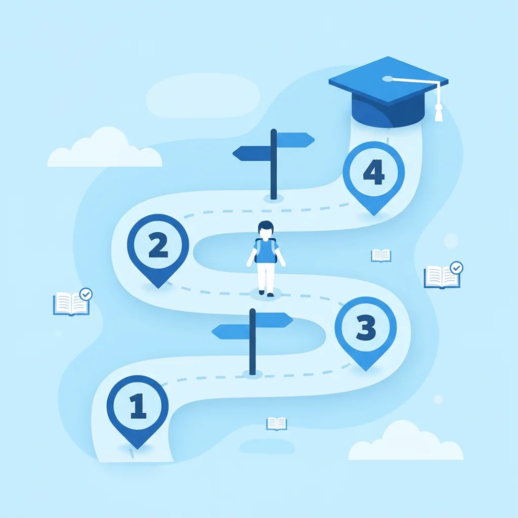 薬学部英語の勉強ロードマップのイラスト