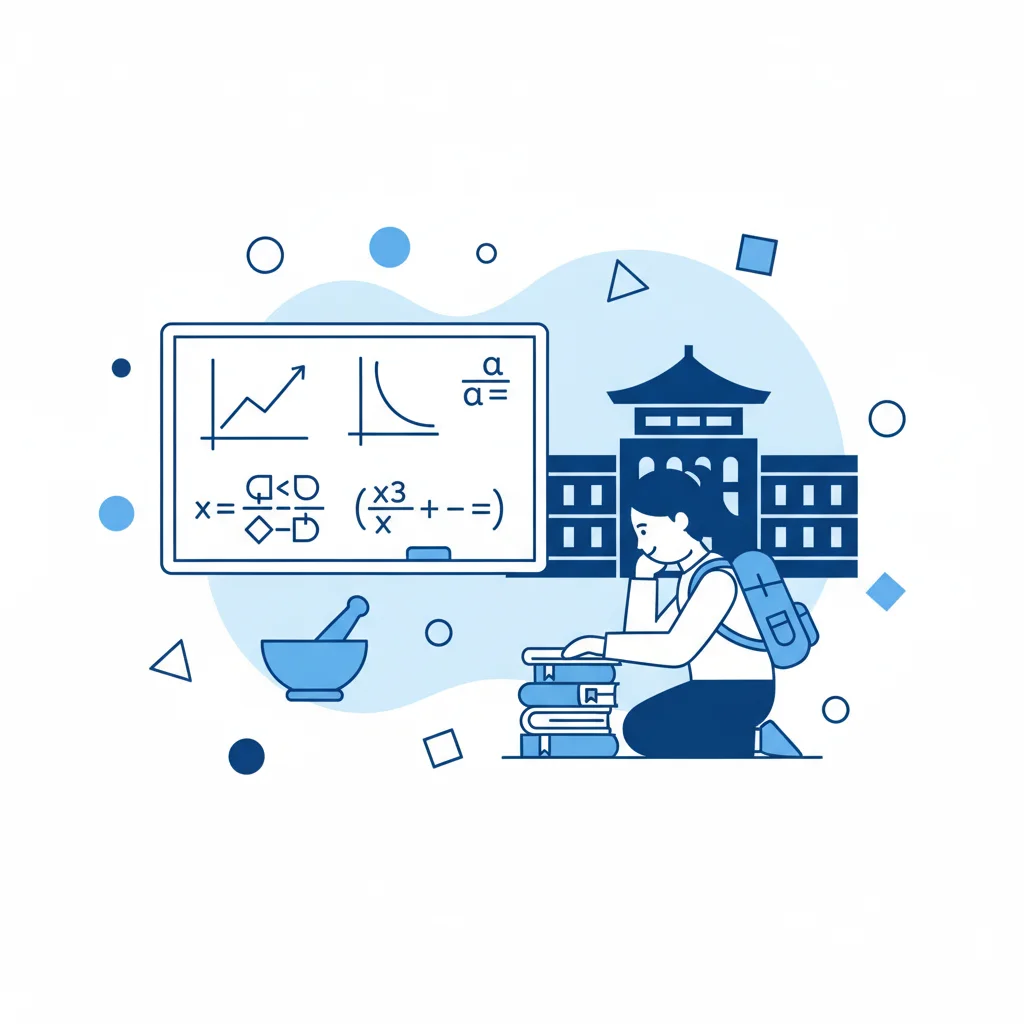 薬学部入試の数学の特徴を図解したフラットイラスト