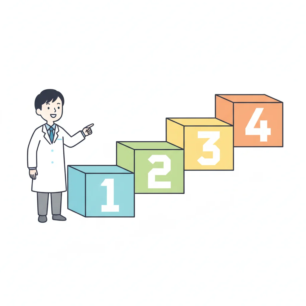 薬学部志望理由書の4つの基本構成パートを示すイラスト